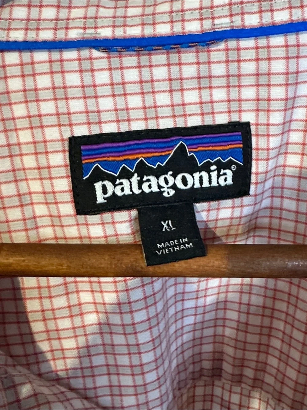 Patagonia Pink and White Check Long-Sleeve Button Shirt